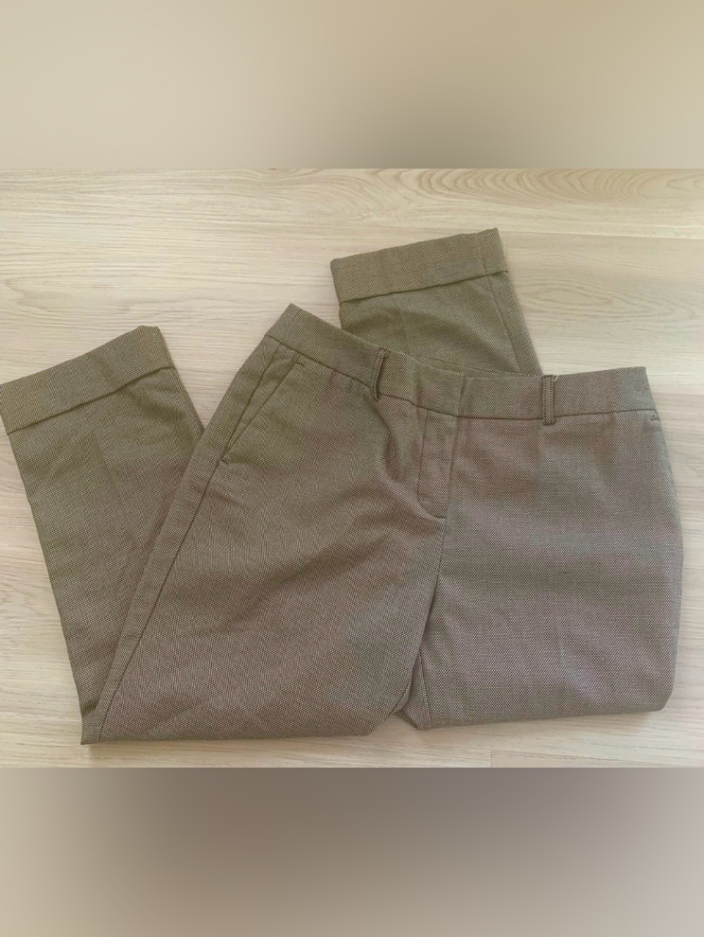 Chico’s Cuffed Ankle Pant 1/M-8 Brown Tan Patterned Casual Neutral Career